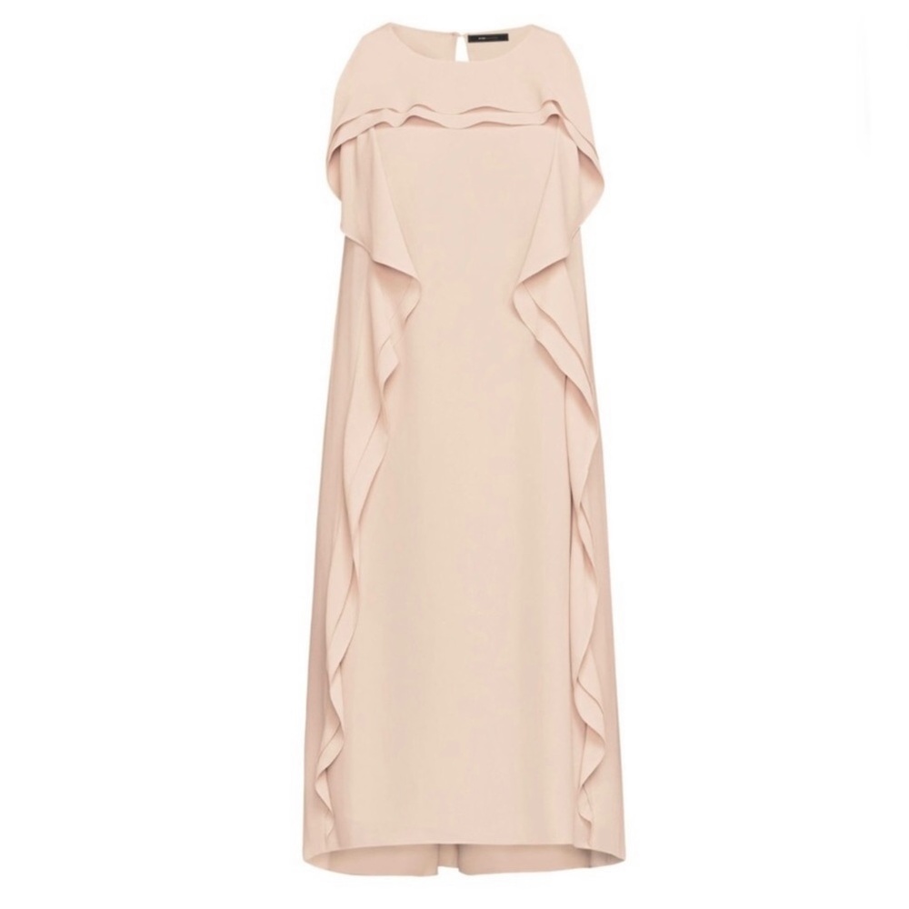 BCBGMAXAZRIA PINK ASYMMETRICAL RUFFLE MINI DRESS - Picture 10 of 11